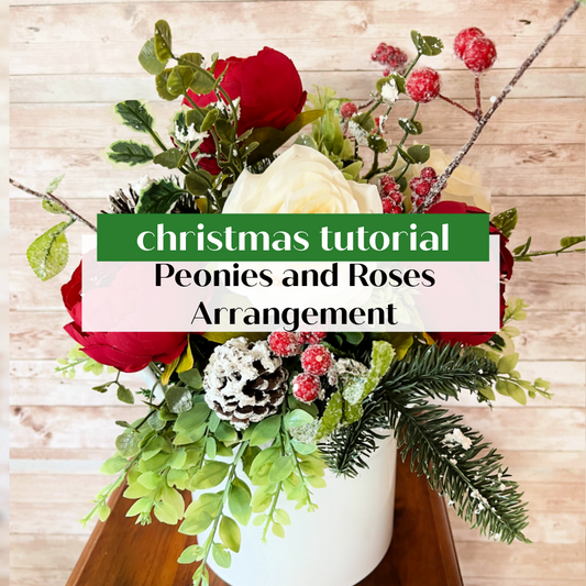 Christmas Arrangement with Peonies and Roses